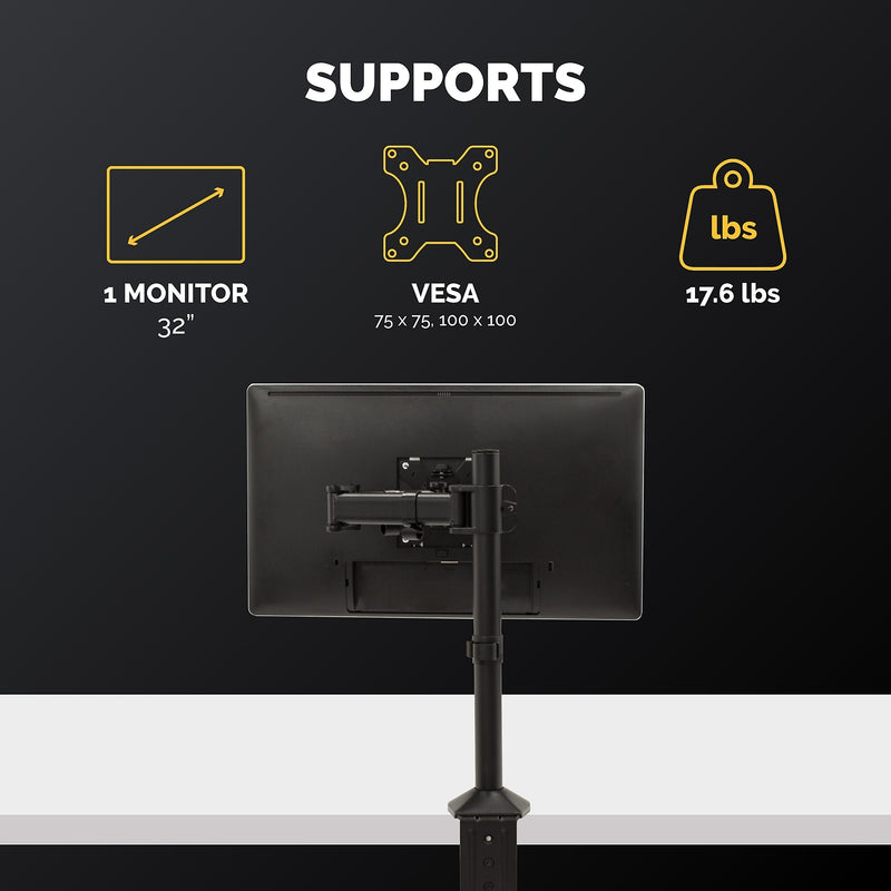 Fellowes Reflex Adjustable Monitor Arm, Up to 32" Monitor, Black (8502501)