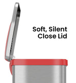 halo TapCan Stainless Steel Rectangular Pedal Sensor Trash Can with AbsorbX Odor Control System, Red Trim, 13 Gal. (TC13SR)