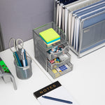 Mind Reader 4-Compartment Metal Desk Organizer, Silver (MESHMINI-SIL)