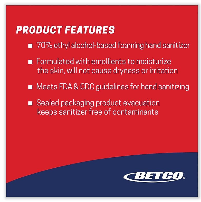 Betco Clario Advanced Alcohol Foaming Sanitizer, 1,000 mL Bag, Citrus, 6/Carton (BET7952900)
