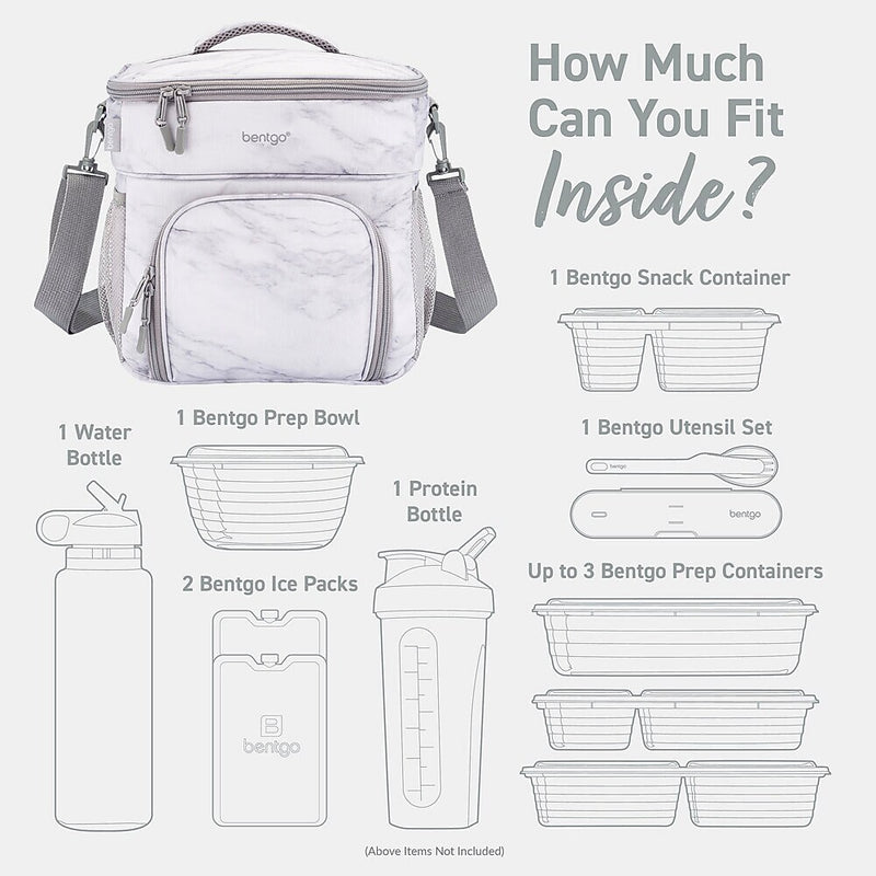 Bentgo Prep Deluxe Insulated Lunch Bag, White Marble (BGPRPBAG-WM)