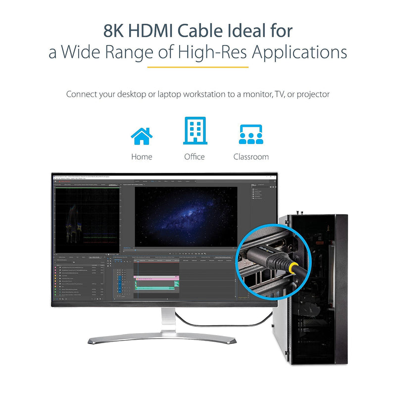 StarTech.com 3.3ft HDMI Cable, 8K 60Hz Audio/Video Cord, Male to Male, Black (HDMM21V1M)