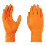 GloveWorks by AMMEX Heavy-Duty Industrial Nitrile Gloves, Powder-Free, 8 mil, Medium, Orange, 100 Gloves/Box, 10 Boxes/Carton
