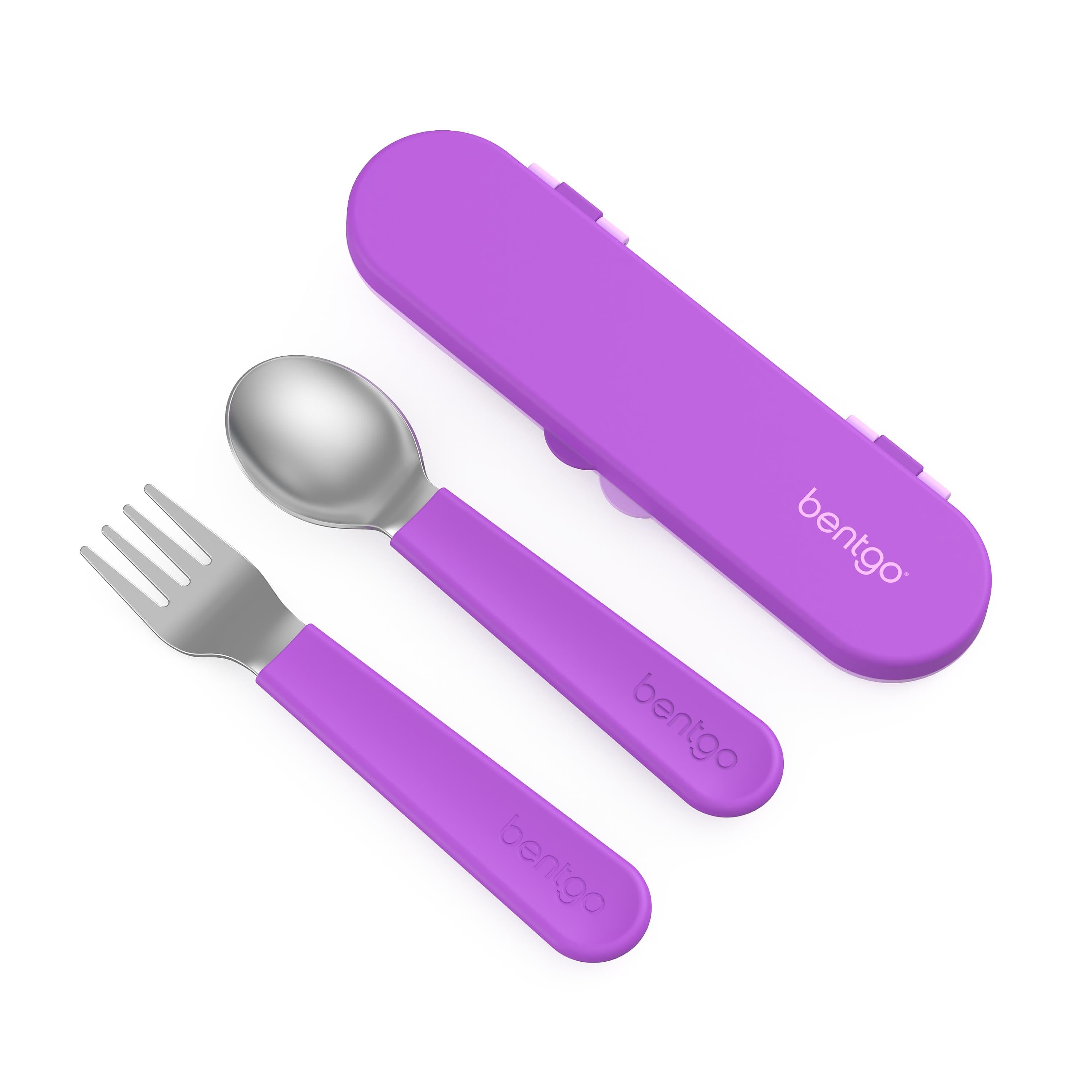 bentgo Kids Stainless Steel Utensil Set , Purple (BGKDUTSS-P)