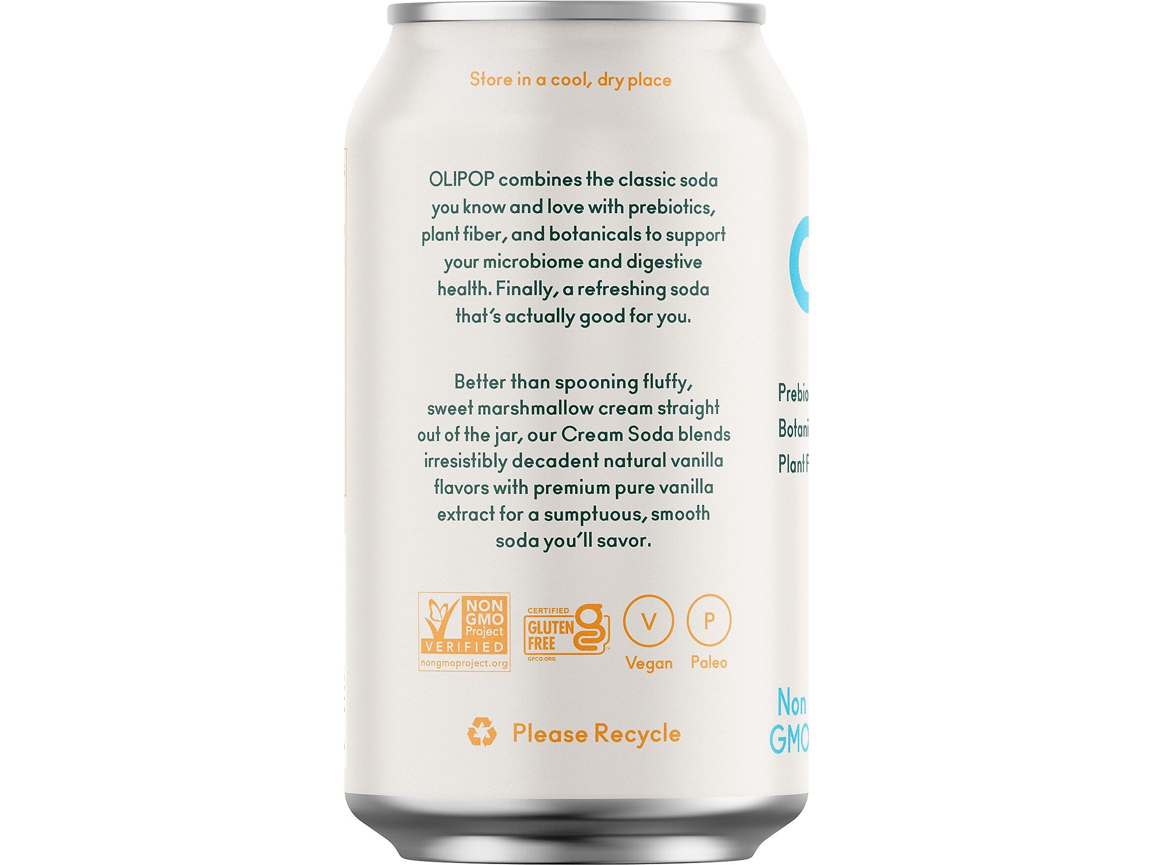 Olipop Prebiotic Cream Soda, 12 fl. oz., 12 Cans/Case (ICO70289)