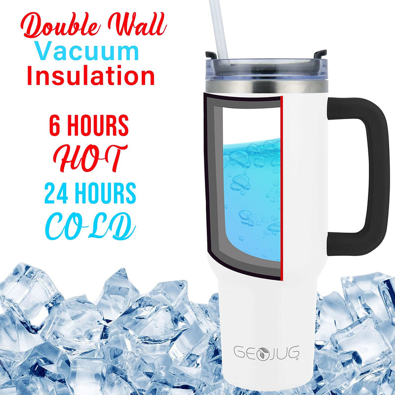Brentwood Geojug Stainless Steel Double Walled Tumbler Cup, 40 oz., Cream (CMB-1200CRM)