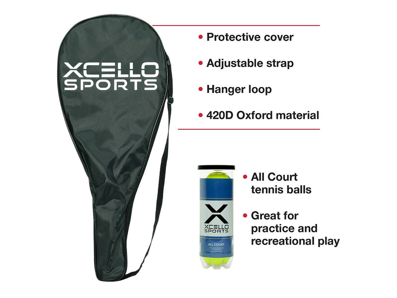 Xcello Sports 2-Player Aluminum Tennis Racket Set, Multicolor (XS-T-RS-23)