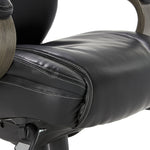 La-Z-Boy Hyland Ergonomic Bonded Leather Swivel Executive Chair, Black/Gray Weathered Wood (CHR10044B)