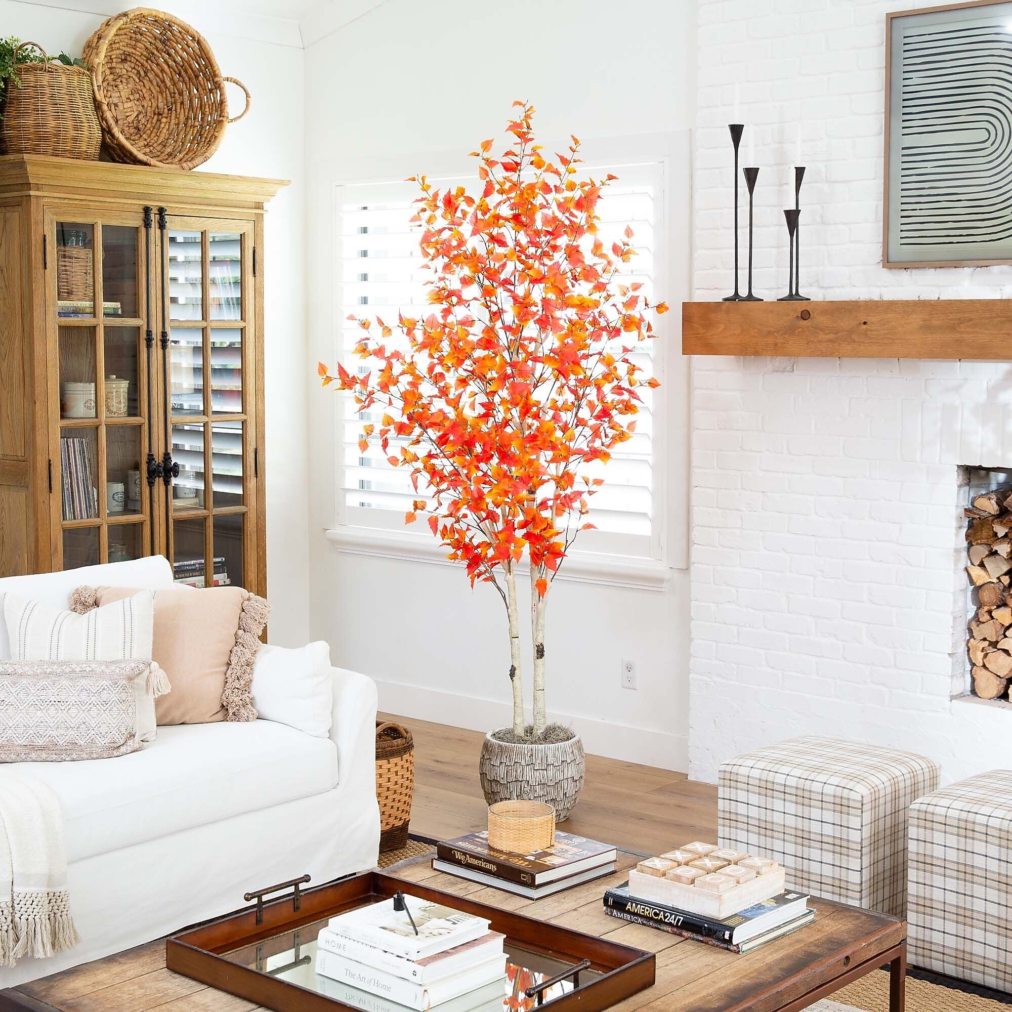 Nearly Natural 8' Autumn Birch Artificial Fall Tree (T4805)