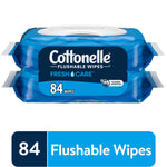 Cottonelle Flushable Toilet Paper Wipes, 42 Wipes/Pack, 2 Pack (35970)