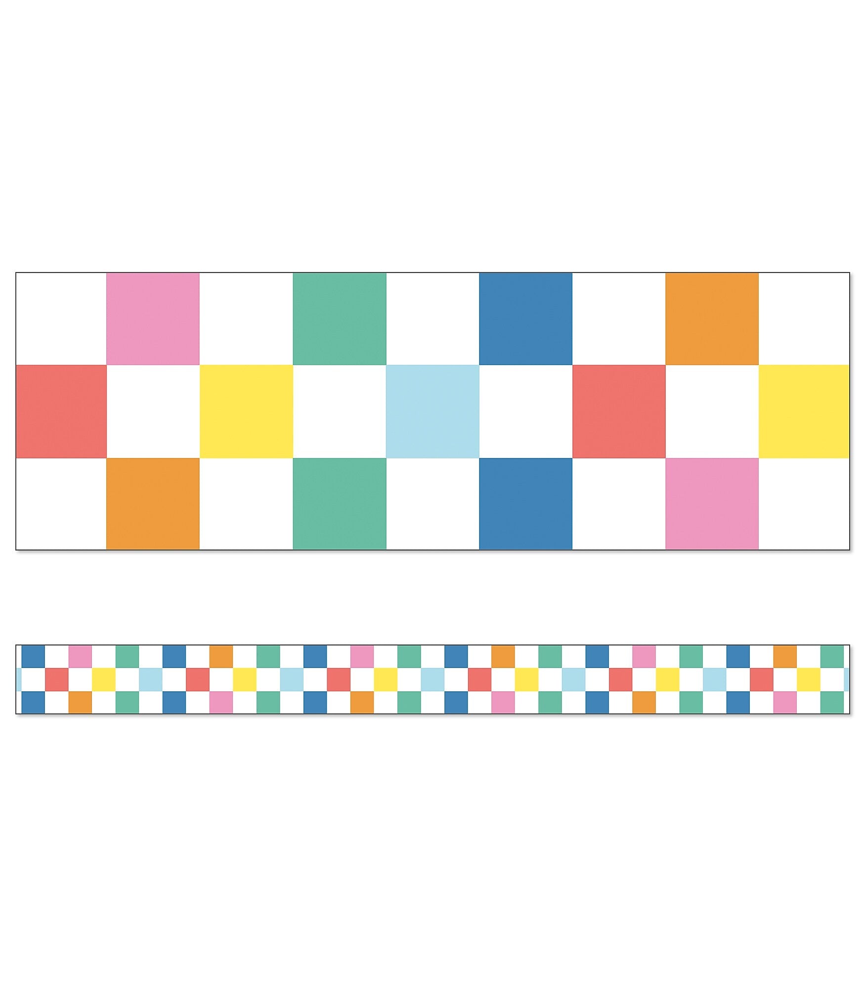 Carson Dellosa We Stick Together Straight Borders 3" x 3', Checkered Rainbow, 12/Pack (108521)