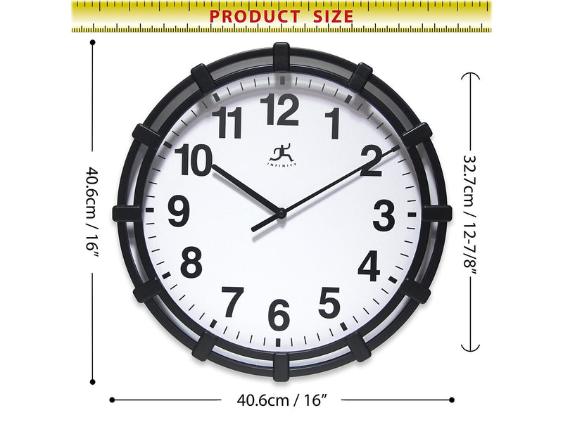 Infinity Instruments Skipper Wall Clock, Plastic/Glass, 16"Dia. (20309BK-4547)