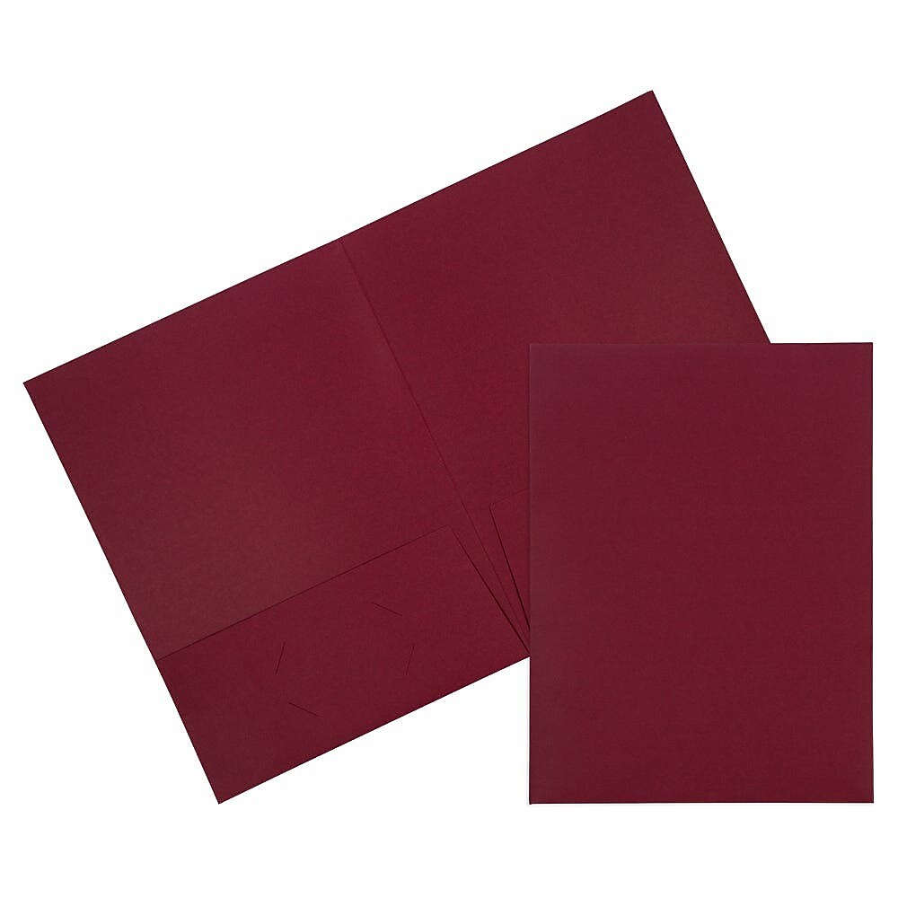 JAM Paper Linen 2 Pocket Cardstock Presentation Folder, Burgundy Linen, 100/Box (35113B)