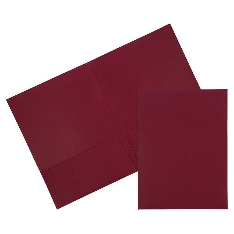 JAM Paper Linen 2 Pocket Cardstock Presentation Folder, Burgundy Linen, 100/Box (35113B)