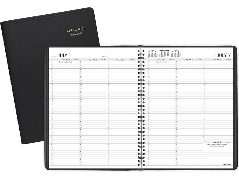 2024-2025 AT-A-GLANCE 8.25" x 11" Academic Weekly Appointment Book, Faux Leather Cover, Black (70-957-05-25)