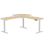 VersaDesk PowerLift 72"W Electric Corner Adjustable Standing Desk, Maple/White (PLCSD7272-WM-APP)