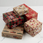 JAM Paper Christmas Wrapping Paper, 25 Sq. ft. x 30", Kraft Christmas Set, 5 Rolls/Pack (165K5KrChr)