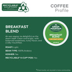 Green Mountain Breakfast Blend Coffee Keurig® K-Cup® Pods, Light Roast, 96/Carton (6520)