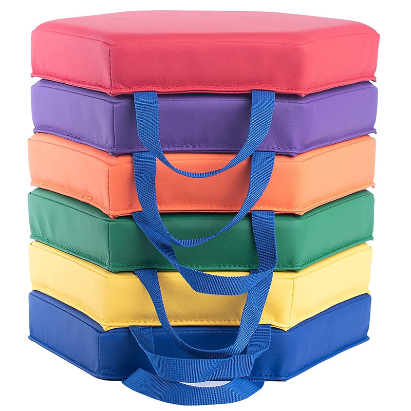 Bintiva Color Coded Vinyl Floor Cushions, Hexagon, Set of 6 (BNVSCVHEXX6)