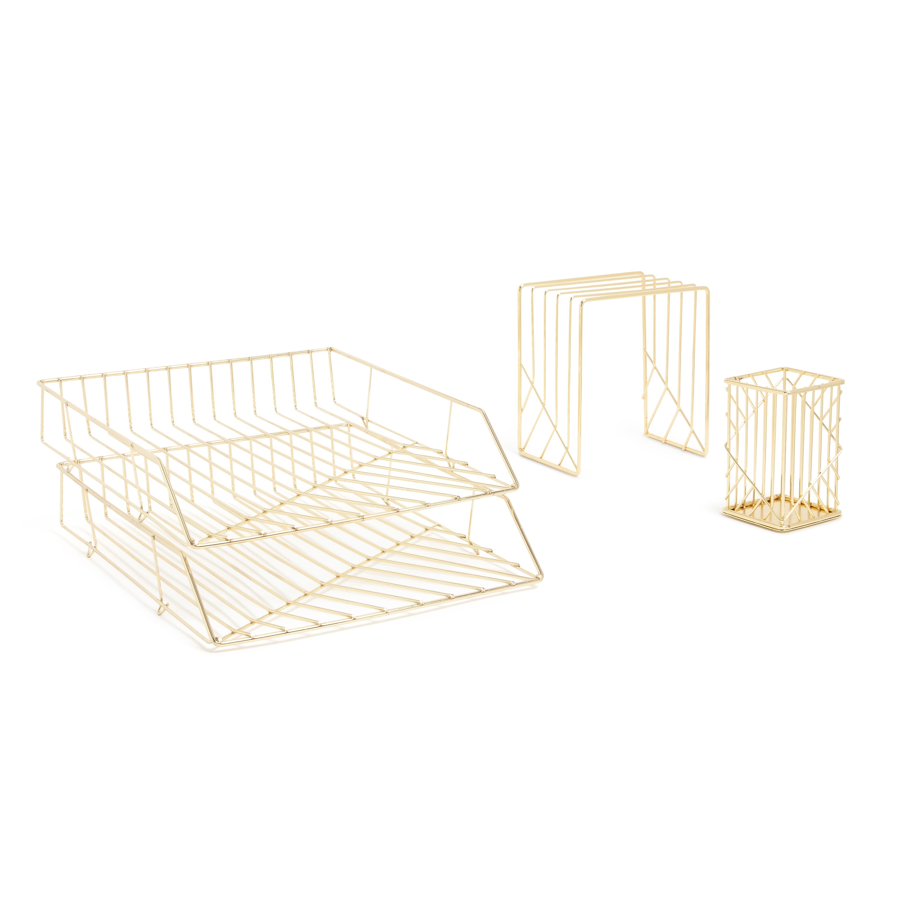 U Brands Vena Desk Organization Set, Gold Wire (3940U00-01)