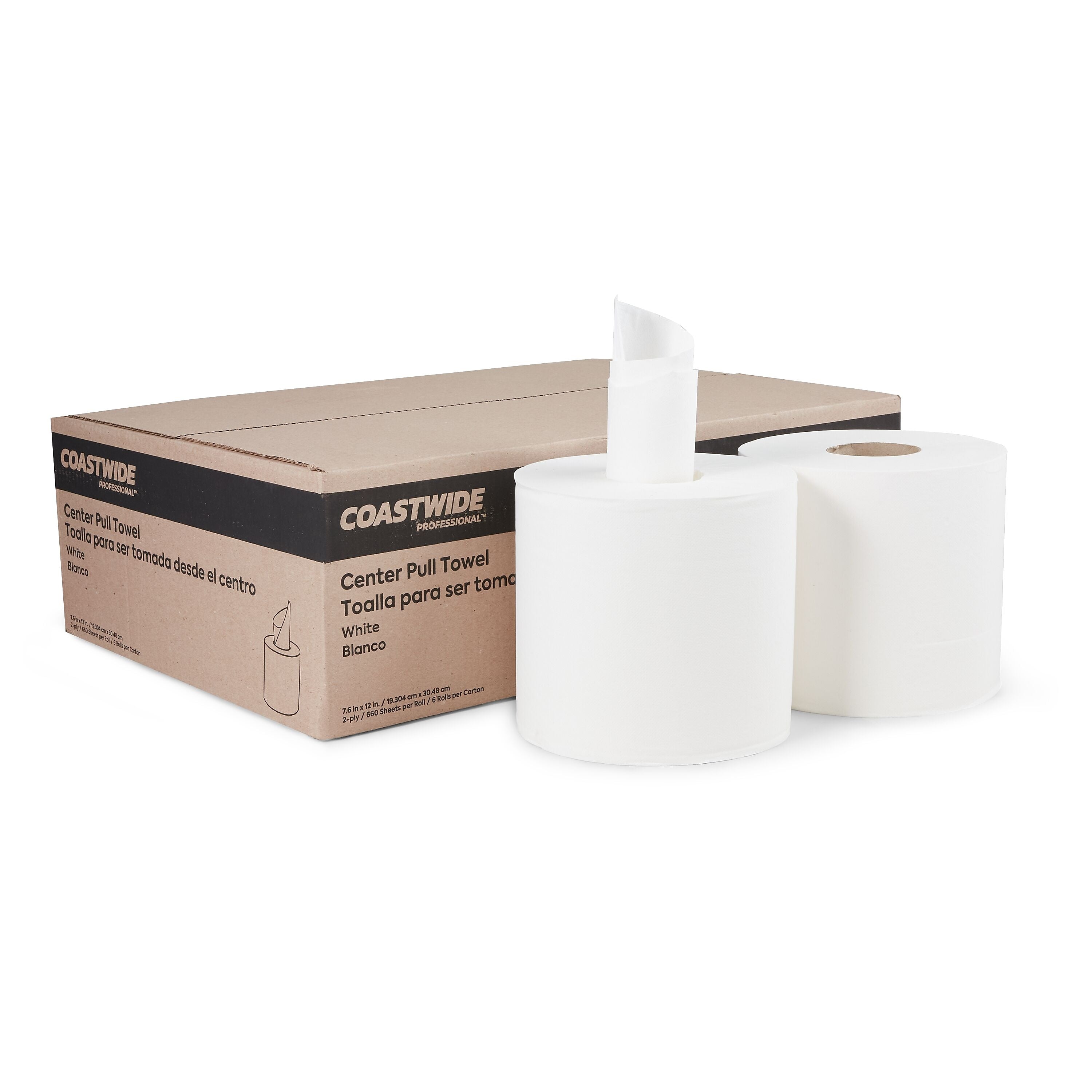 Coastwide Professional™ Centerpull Paper Towels, 2-Ply, White, 660 Sheets/Roll, 6 Rolls/Carton (CW26115)