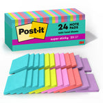 Post-it Super Sticky Notes, 3" x 3", Supernova Neons Collection, 70 Sheet/Pad, 24 Pads/Pack (654-24SSMIA-CP)