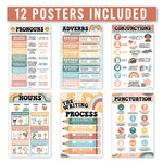 Hadley Designs 11" x 17" Retro Parts of Speech Language Arts and Grammar Laminated Posters, 12/Set (HDDX004A2EQ6J)