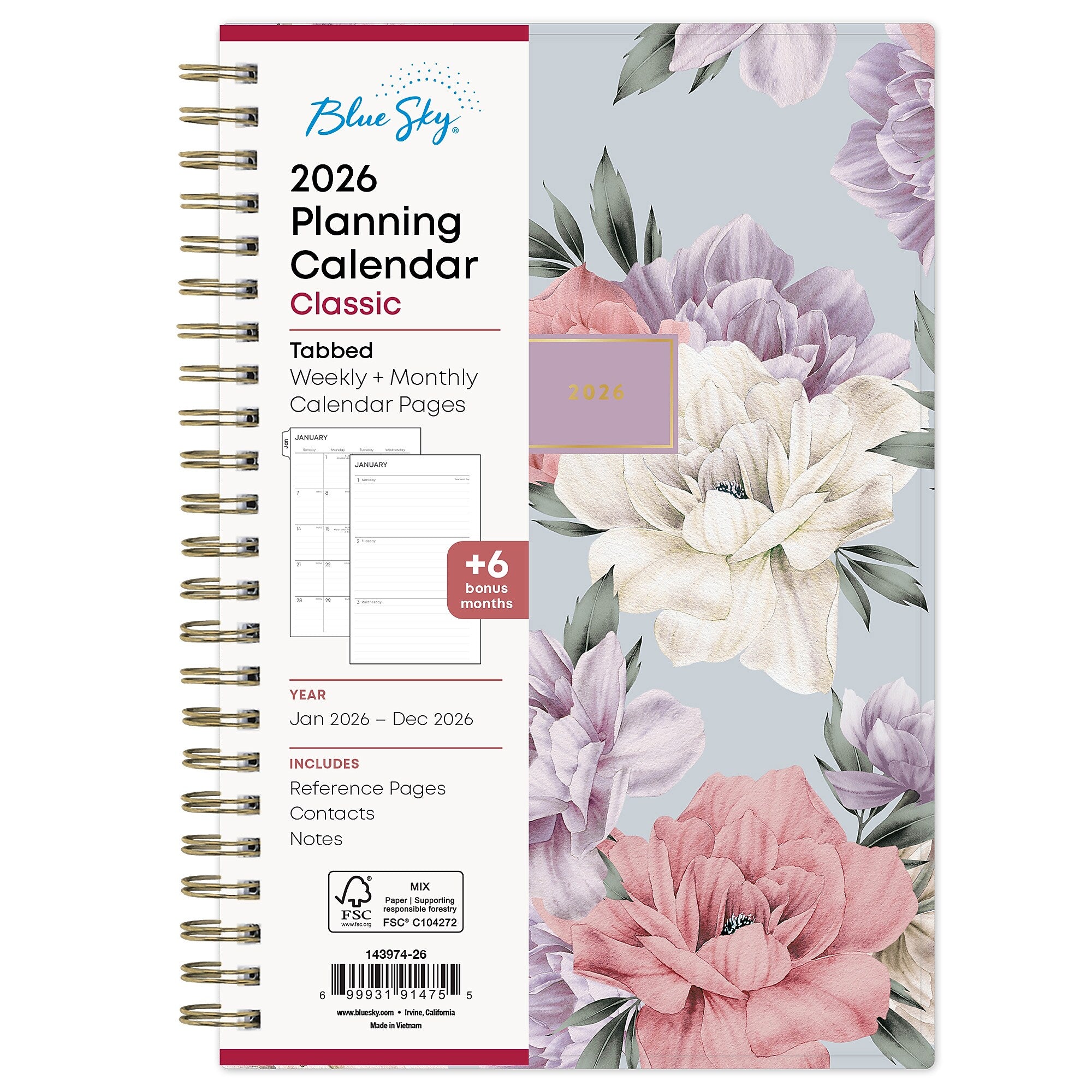 Planning Calendar BS Tula PP 5x8 RY26 Wkly/Mthly Safety Wirebound -