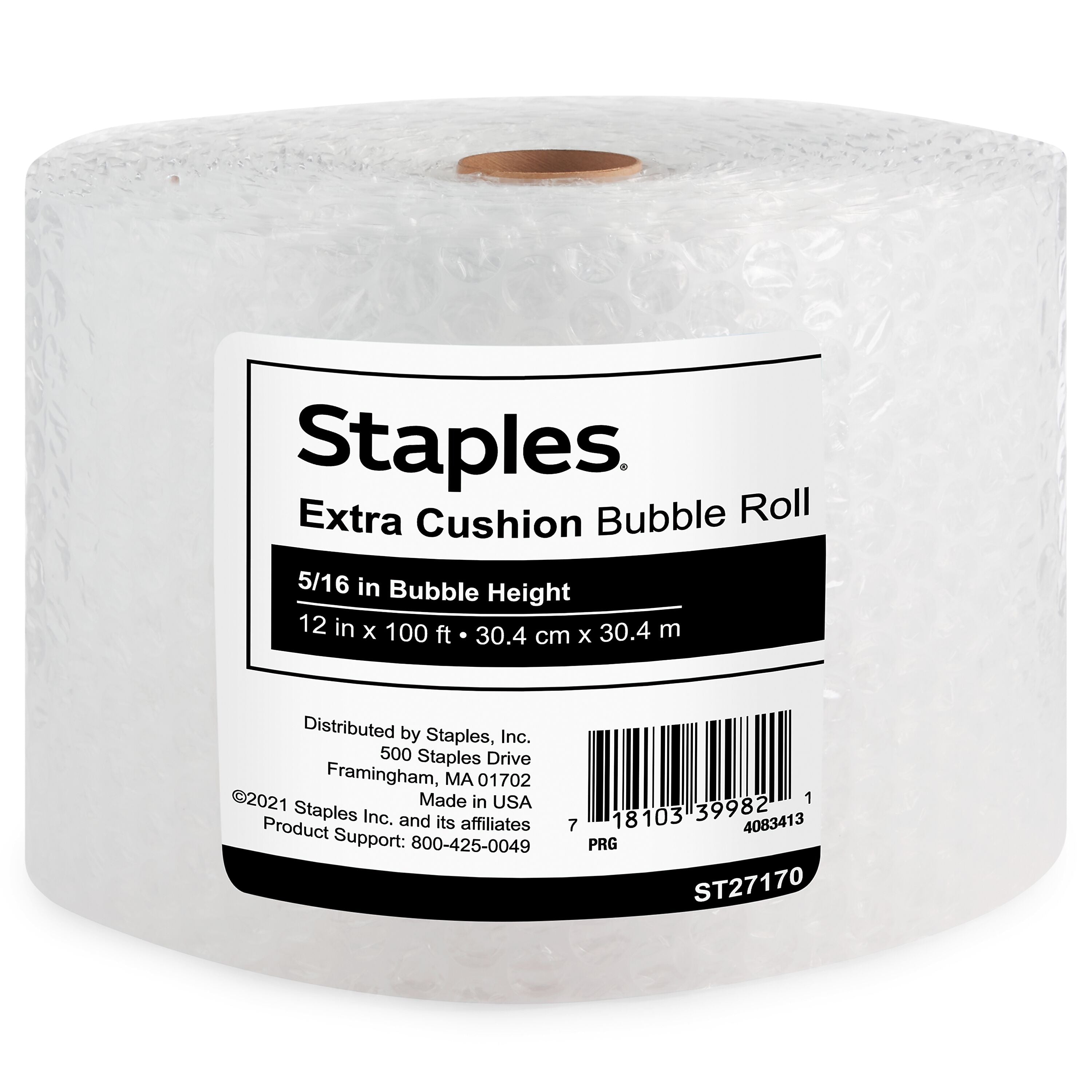 Staples® 5/16" Bubble Roll, UPS Approved, 12" x 100' (4072833)