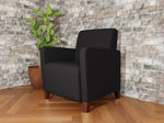 Lesro Ravenna Vinyl Guest Chair, Open House Black/Walnut Wood (RV1101.FWL-01OHBK)