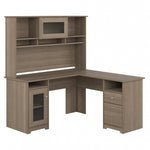 Bush Furniture Cabot 60"W L Shaped Computer Desk with Hutch and Storage, Ash Gray (CAB001AG)