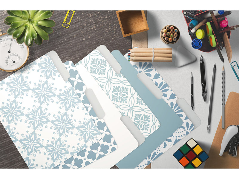 Better Office Soft Floral Tile Heavy-Duty File Folders, 1/3-Cut Tab, Letter Size, Paper Stock, 18/Pack (80033-18PK)