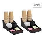 Mind Reader Plastic 7-Compartment Coffee Cup and Condiment Organizer, Black, 2/Pack (2COMP7-BLK)