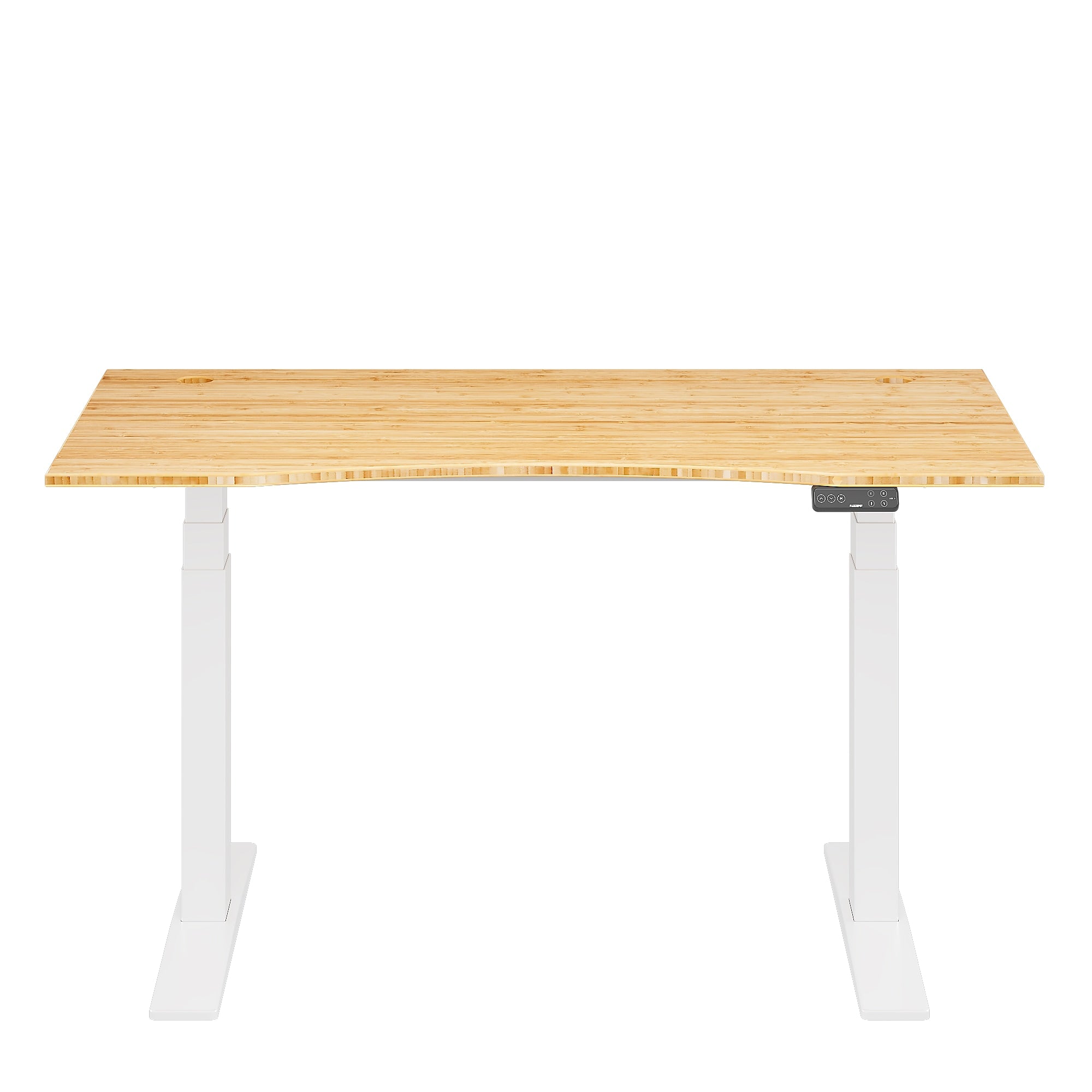 FlexiSpot E7COMMERCIAL 55''W Electric Adjustable Bamboo Standing Desk, Bamboo/White (E7WCOMCR5528LBZB)