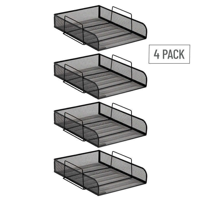 Mind Reader 4-Tier Stackable Paper Desk Tray, Metal Mesh, Black, 4/Pack (BSTACK4-BLK)