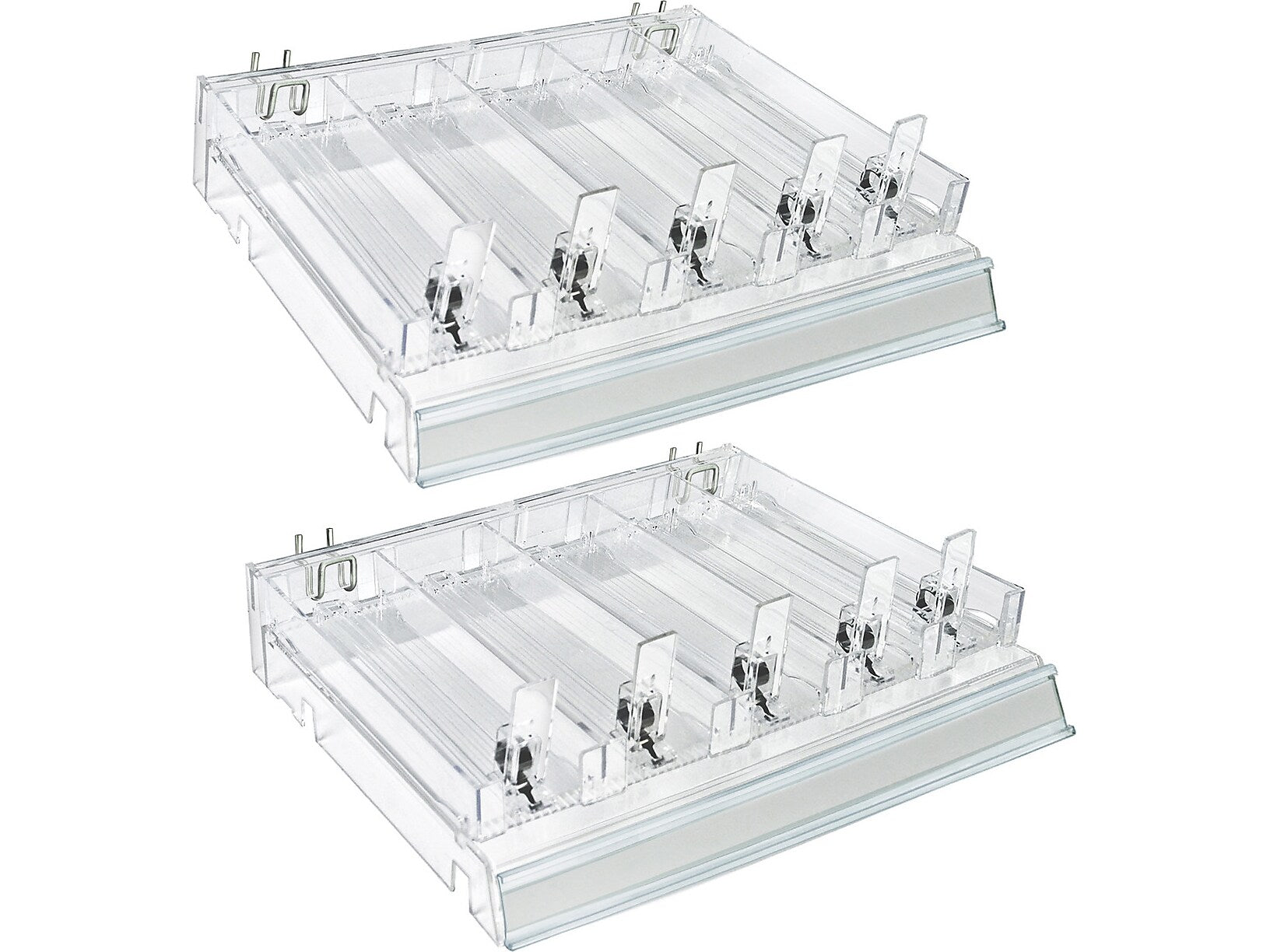 Azar 2.63" x 12" Pegboard 5-Compartment Cosmetic Tray, Clear, 2/Pack (225830-SHORT-CLR-2PK)
