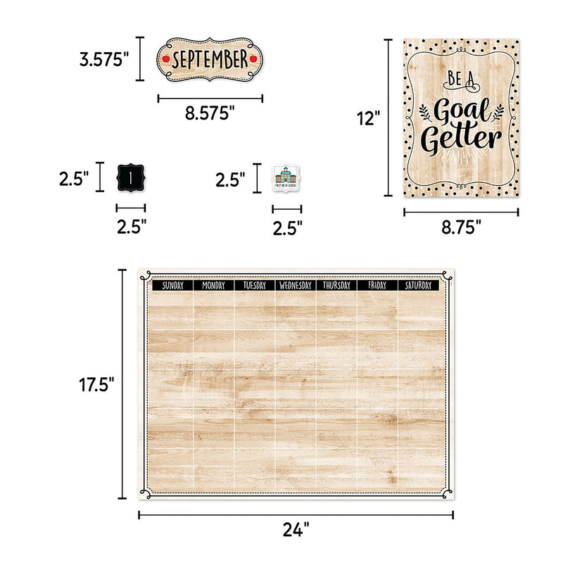 Creative Teaching Press Black, White, and Wood Calendar Set Bulletin Board Set, 87/Set (CTP10920)
