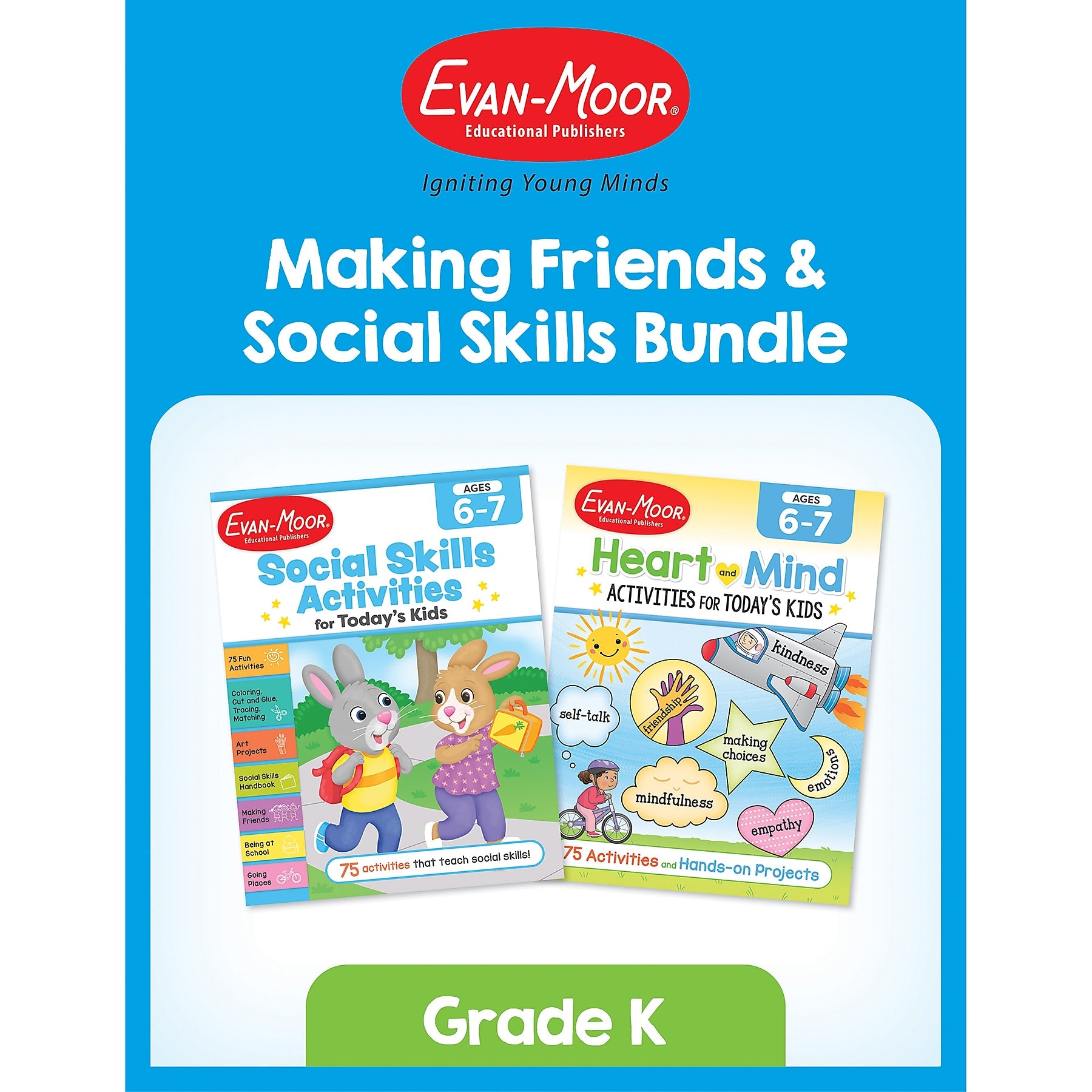 Evan-Moor Making Friends & Social Skills Bundle, Grade K Workbook, 2 Books/Set