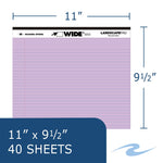 Roaring Spring WIDE Landscape Notepad, College Ruled, 11" x 9.5", Assorted Colors, 40 Sheets, 3/Pack (74535)