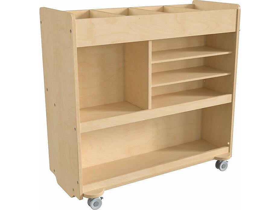 Flash Furniture Bright Beginnings Mobile 9-Section Storage Cart, 31.75"H x 33"W x 15.75"D, Natural Birch Plywood