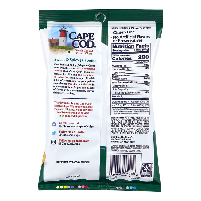 Cape Cod Gluten Free Jalapeno Potato Chips, 2 oz., 6/Pack (220-02566)
