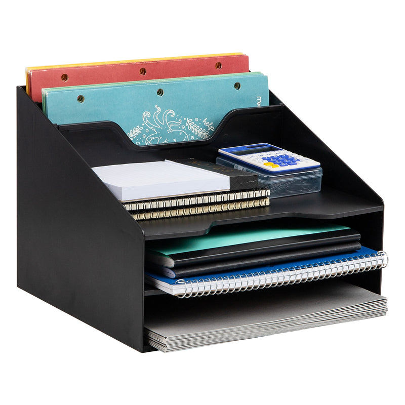 Mind Reader 5-Compartment Plastic Desk Tray, Black (ANCHBOX5-BLK)