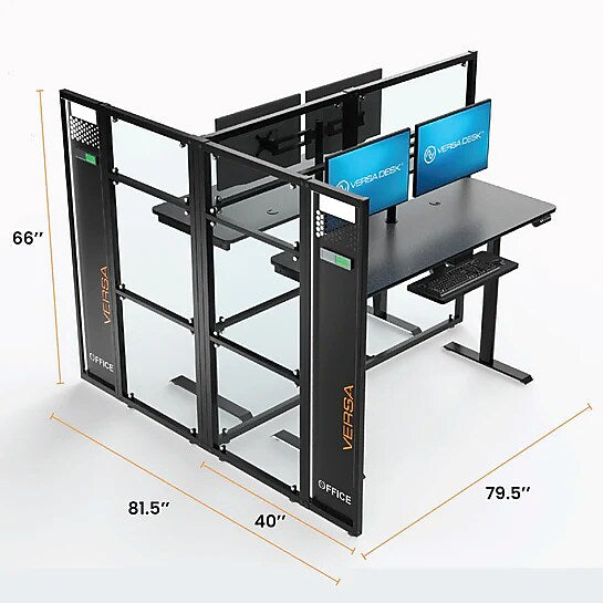 VersaDesk WorkNest 66"H x 79.5"W T-Shaped Cubicle Panel Workstation, Silver (WNCT-7296-S)