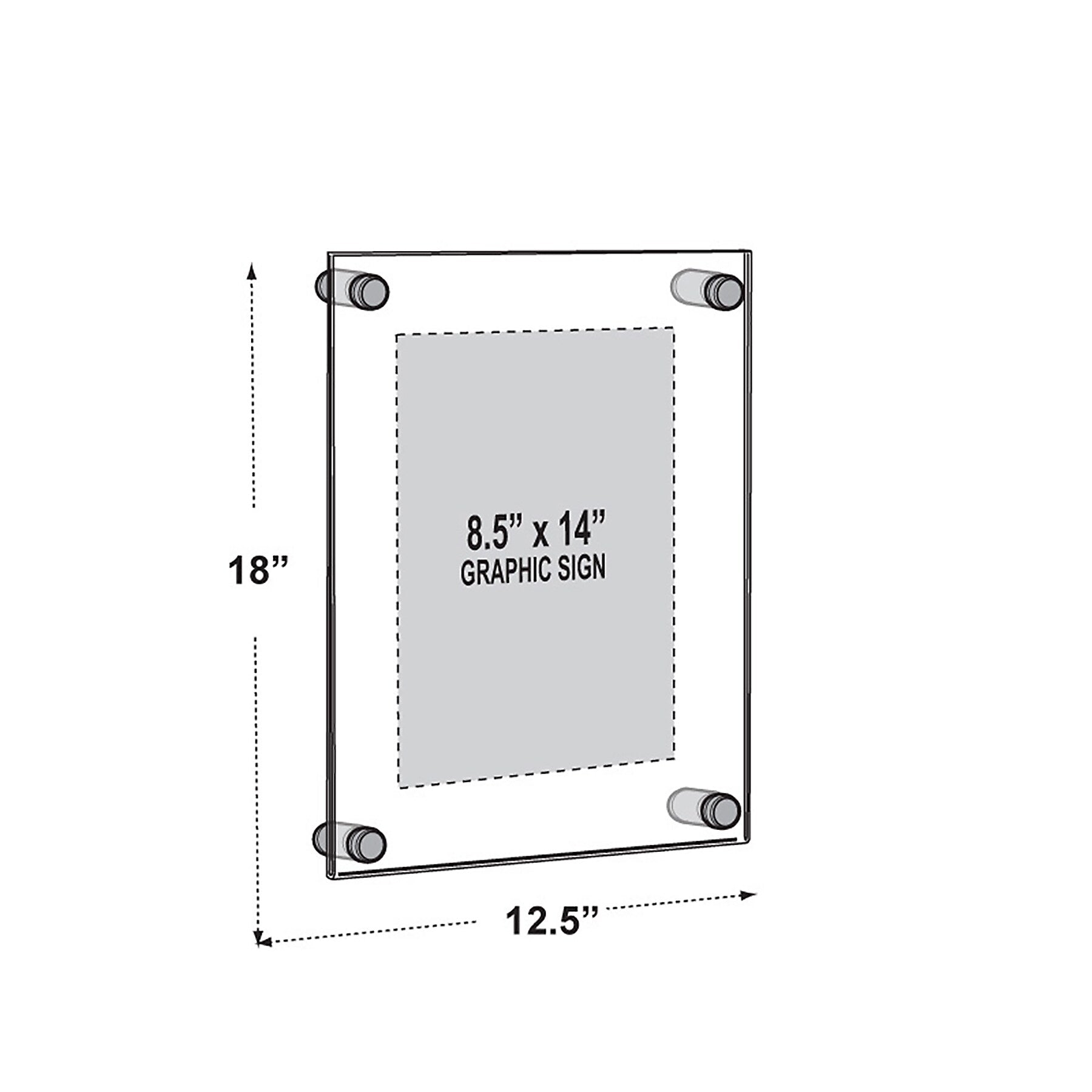 Azar Poster Holder, 12.5" x 18", Wall Mounted, Black, Acrylic (105506-BLK)