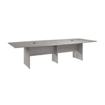 Bush Business Furniture 120W x 48D Boat Shaped Conference Table with Wood Base, Platinum Gray (99TB12048PGK)