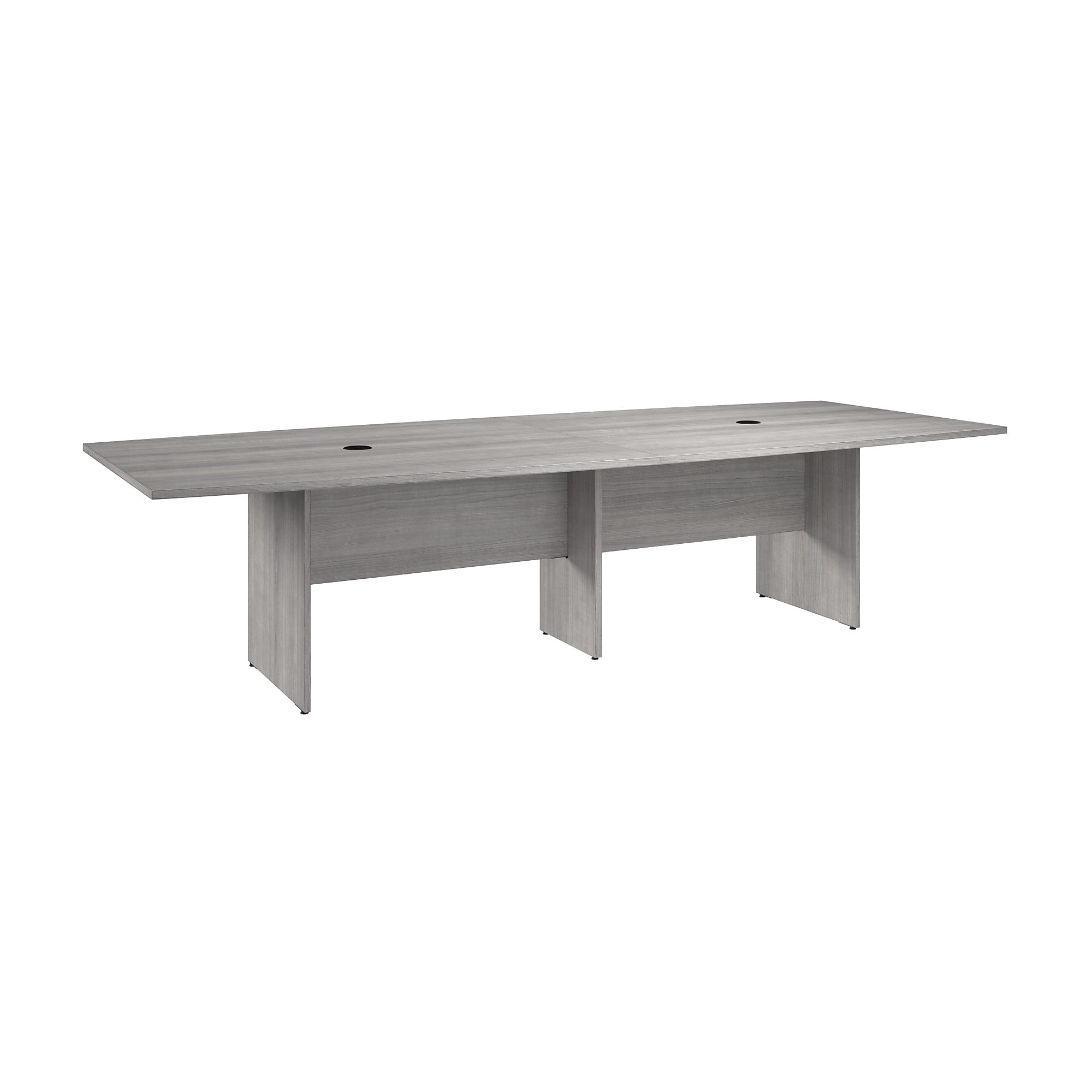 Bush Business Furniture 120W x 48D Boat Shaped Conference Table with Wood Base, Platinum Gray (99TB12048PGK)