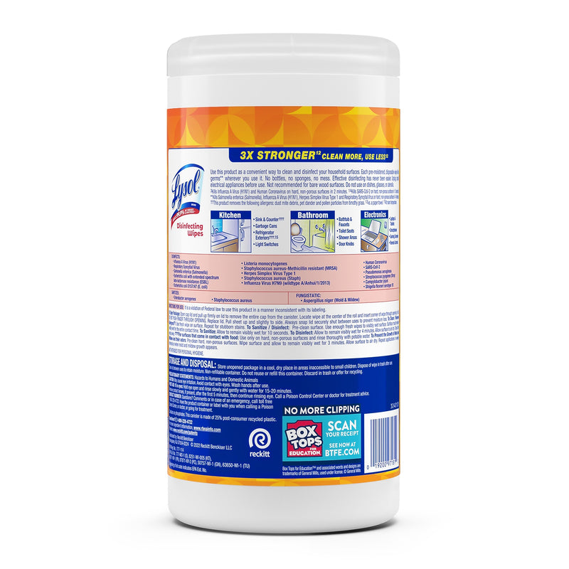 Lysol Brand New Day Disinfecting Wipes, Mango & Hibiscus Scent, 80 Wipes/Canister (001920097181)