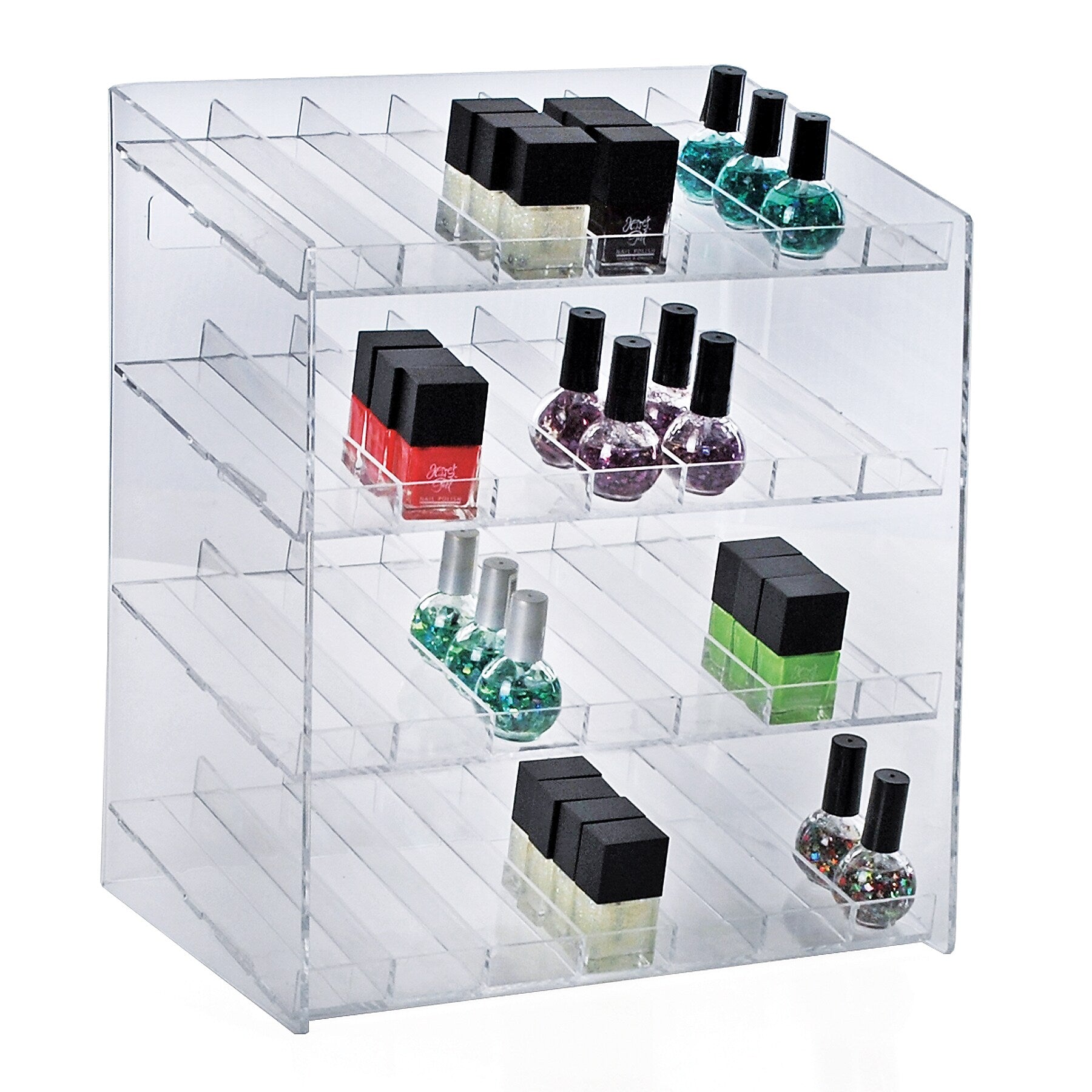 Azar Displays 4-tiered 28 Compartment Pegboard or Slatwall Cosmetic Counter Display