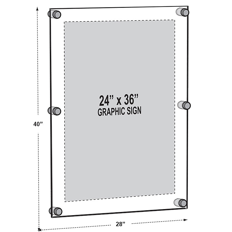 Azar Poster Holder, 28" x 40", Wall Mounted, Gold, Acrylic (105536-GLD)