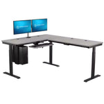VersaDesk PowerLift 72"W Electric L-Shaped Adjustable Standing Desk, Gray/Black (PLLSD7272-BG-APP)